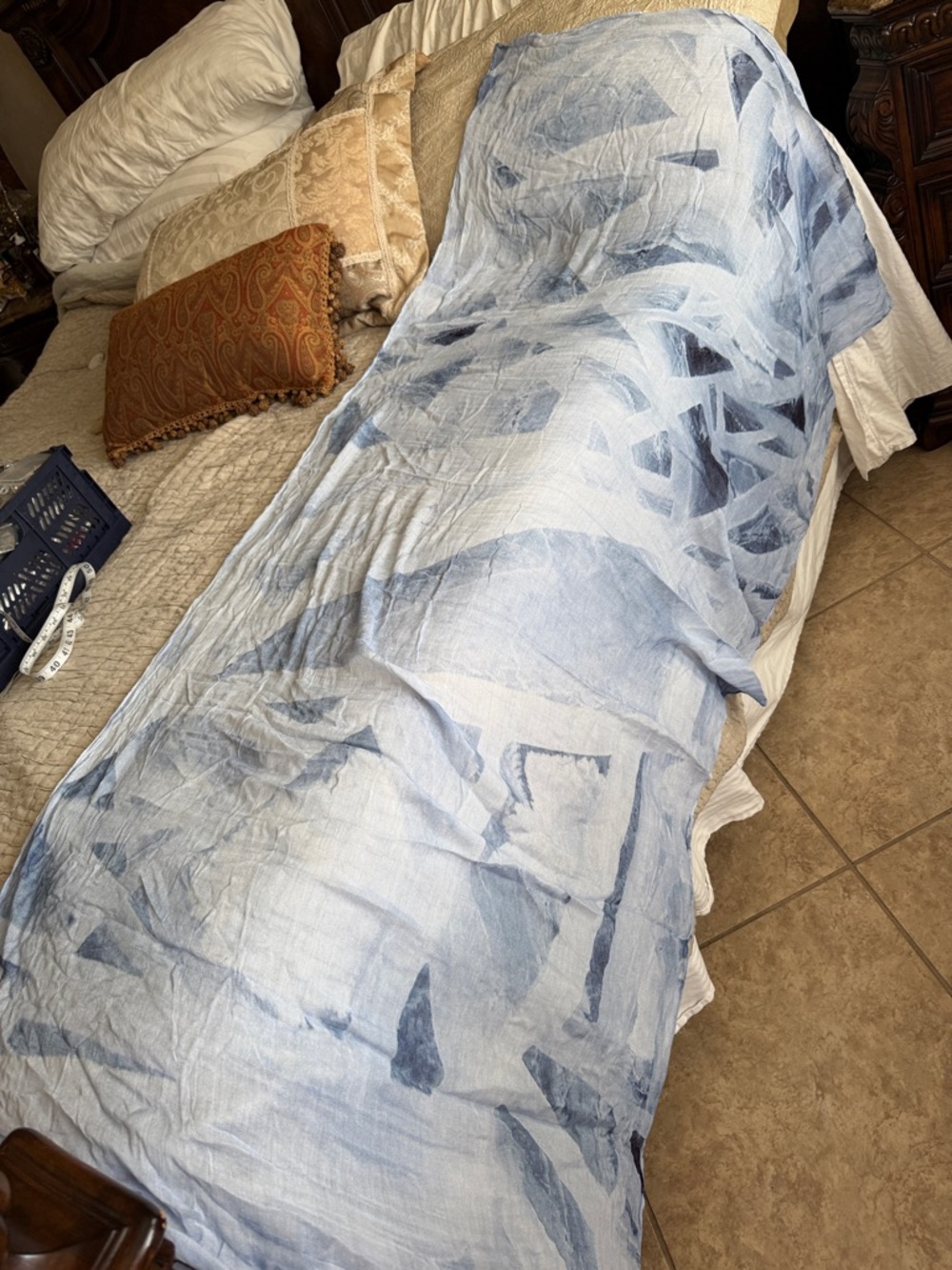 Light Blue Abstract scarf 38” by 70” made in India very lightweight washable